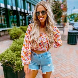Floral Top and Denim Shorts