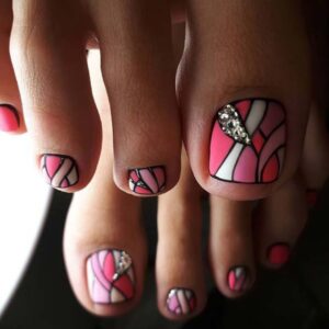 Stylish Pink Toe Nail Art
