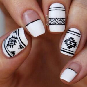 Black & White Tribal Nail Design