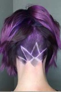 Bold Purple Bob with Shaved Pattern
