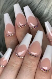 Nude Mauve with French White Tips