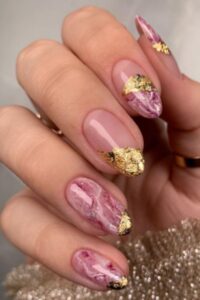Pink Marble with Gold Tips
