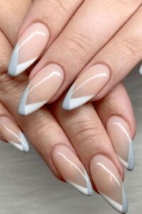 Gray & White Tipped Nails
