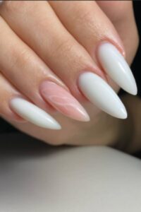 Pink & White Almond Nails