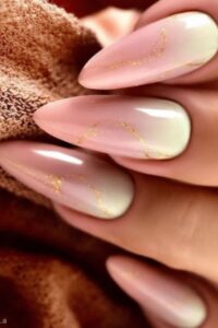 Soft Pink & Gold Glitter Nails