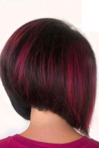 Stacked Bob with Red Highlights