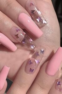 Pink acrylic nails