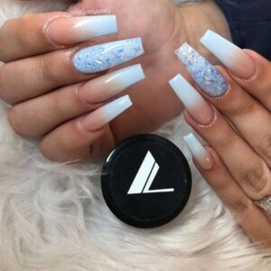 Light Blue and Nude Ombre Nails Design