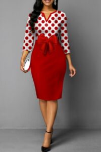 Red Polka Dot split Dress