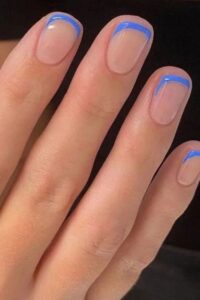 Blue Tip Nails, short nails, short nail designs, nail designs for short nails, designs for short nails, short nail ideas, short cute nails, nail designs short