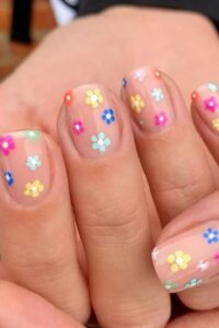 Small Flower Nails, short nails, short nail designs, nail designs for short nails, designs for short nails, short nail ideas, short cute nails, nail designs short