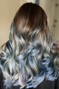 Bright Silver Blue Ombre Hair