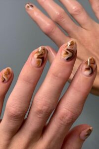 Marble brown nails