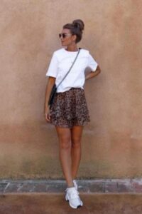White Sneakers With a Skirt