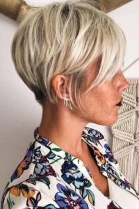 Blonde Long Pixie Cut With Bangs