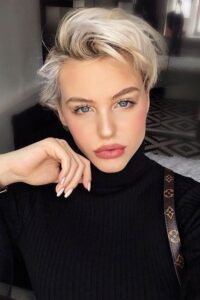 Edgy Blonde Pixie With Bangs