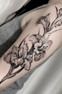 gladiolus tattoo on shoulder