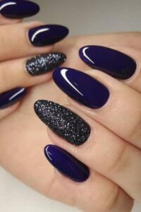 Oval Shaped with a Black Accent Nail