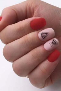Geometric Red Nails