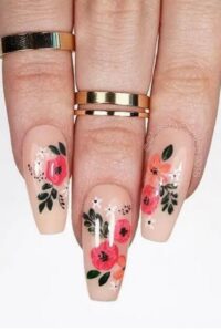 Nude Nail with Flowers