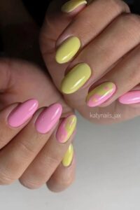 Pastel Pink And Yellow Nails
