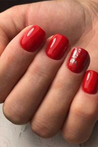 Square Shaped Red nails