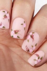 Matte Nails with Roses