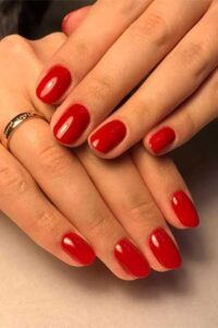 Short Red Round Nails