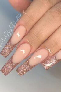 Rose Gold Tips Nude Nails