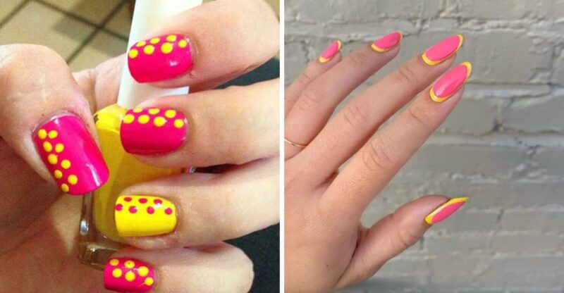 26 Stunning Pink and Yellow Nails We’re Loving