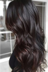 Black Hair with Burgundy Highlights