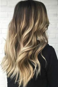 Black Hair with Blonde Ombre Highlights