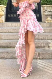 Pink Ruffled Floral Dress