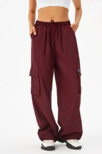 Deep Red Letter Patched Pants