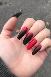 red and black ombre nails