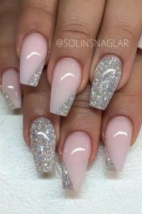 Pink Nails with Silver Glitter