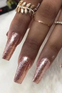 Sparkly Rose Gold Nails