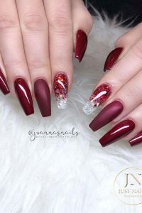 Glossy Dark Red with Glitter