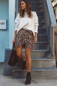 Animal Print Skirt and a Classic Sweater