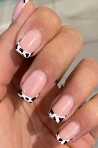Cow Print Nail Tips, cute cow print nails, cow print nail designs, cow print nails ideas