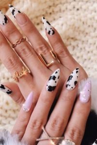 Cow Print Long Nails, cute cow print nails, cow print nail designs, cow print nails ideas