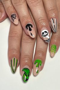 Almond Halloween Nails, halloween nails, halloween nails ideas, halloween nails designs