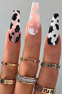 Cow Print on Clear Nails, cute cow print nails, cow print nail designs, cow print nails ideas