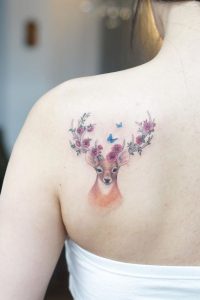 Cute Stag Shoulder Tattoo