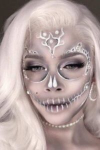 Ghostly White Skull, halloween makeup ideas, halloween makeup design, halloween makeup