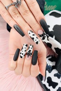 Chic Nails with Cow Print Design