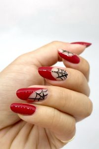 Negative space spider web, halloween nails, halloween nails ideas, halloween nails designs
