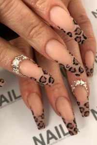 Cheetah Print French tip, fall nails designs, fall nails ideas, fall nails, autumn nails, pretty fall nails, cute fall nails