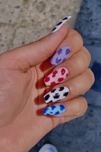 Cow Print Dip Nails, cute cow print nails, cow print nail designs, cow print nails ideas