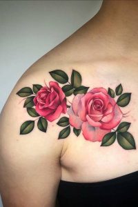 Beautiful Painted Roses, Shoulder Tattoos